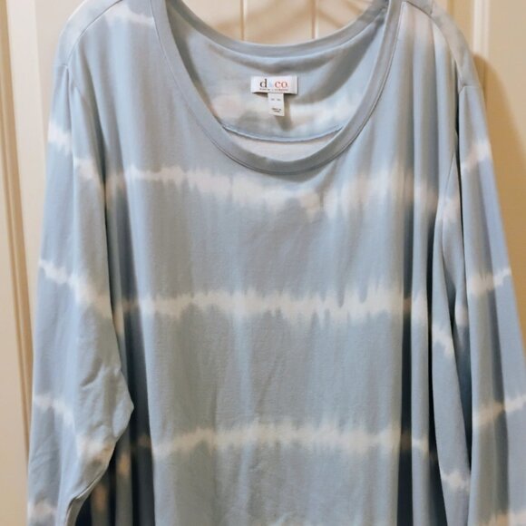 Denim & Co. French Terry Blue Tie-Dye Long Sleeve Sweatshirt- 5X- GUC - Picture 2 of 5